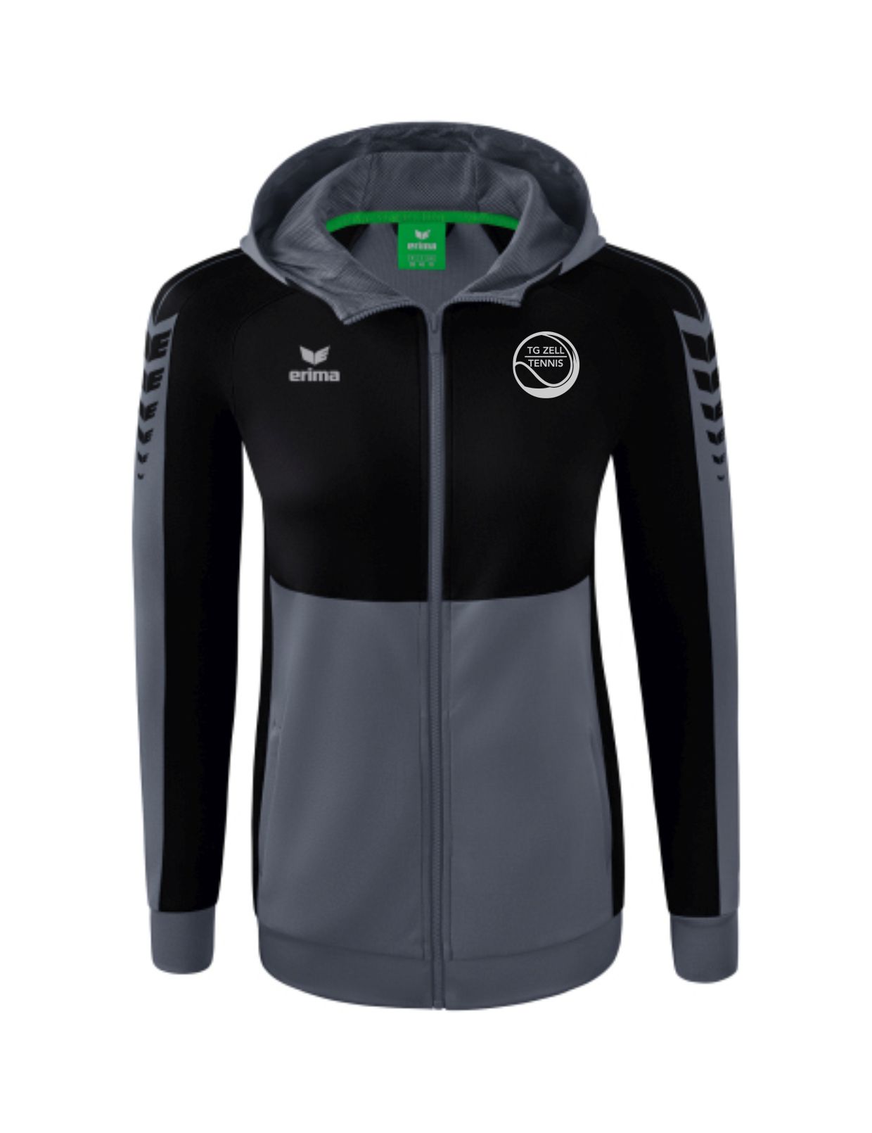 SIX WINGS Trainingsjacke mit Kap. Damen grau schwarz