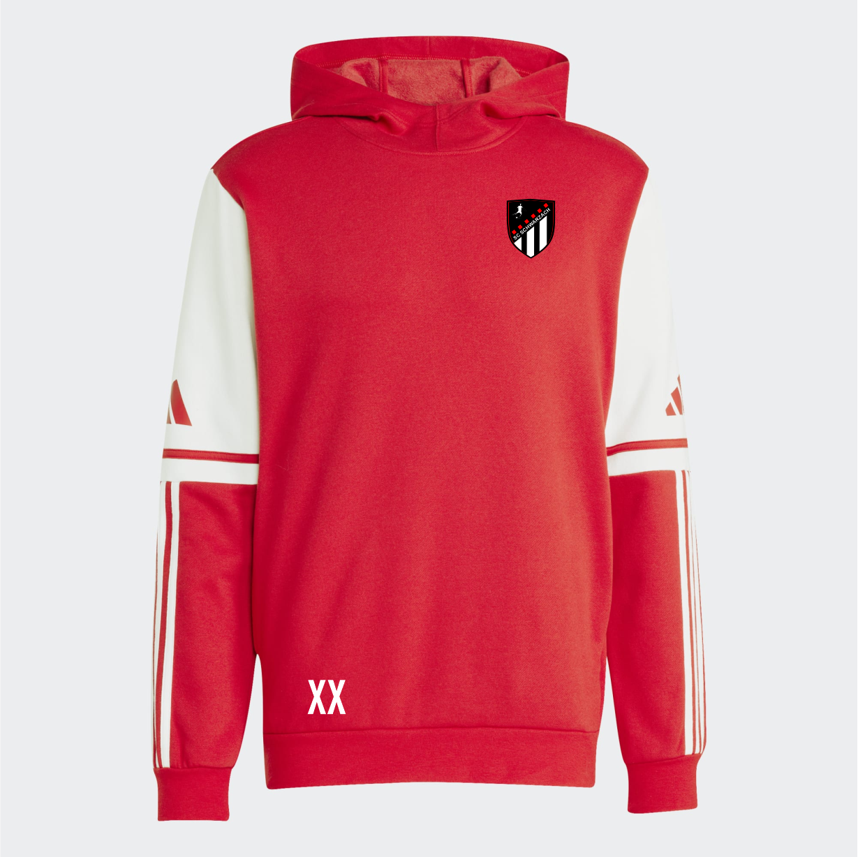 SQ25 SW HOOD TEAM POWER RED 2/ WHITE